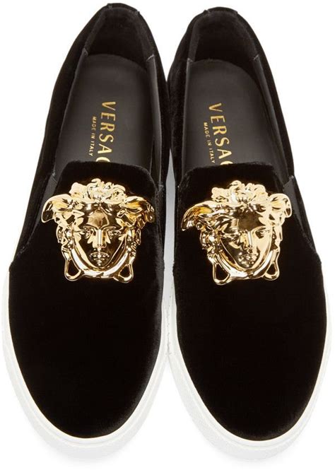 versace black velvet shoes|Versace black and white shoes.